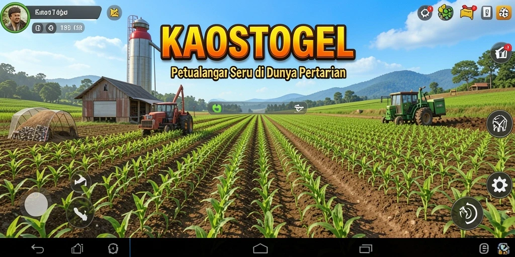 Tangkapan layar gameplay KAOSTOGEL menunjukkan aktivitas bertani yang seru.
