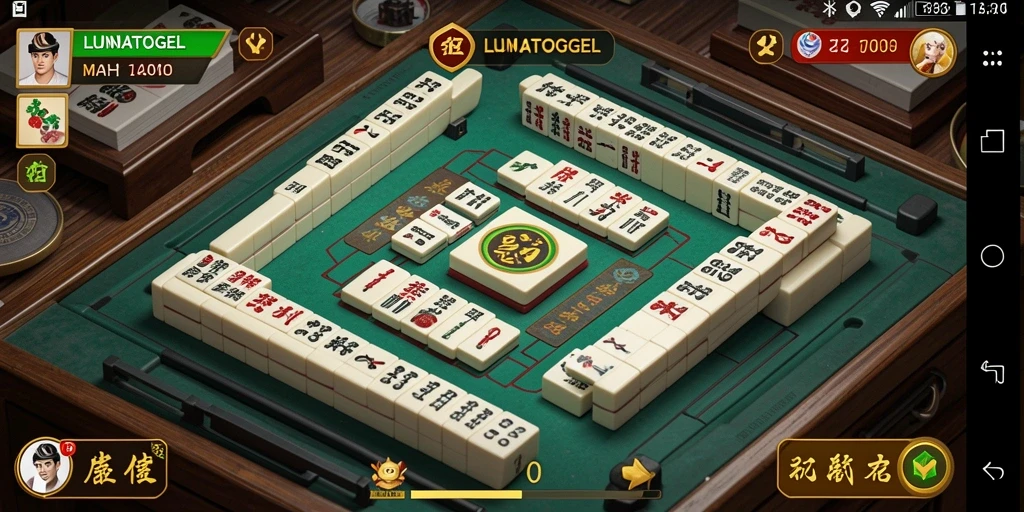 Screenshot utama LUNATOGEL menunjukkan gameplay Mahjong yang seru.