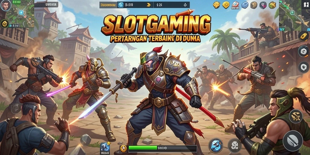Menampilkan gameplay seru dalam pertempuran Battle Royale.