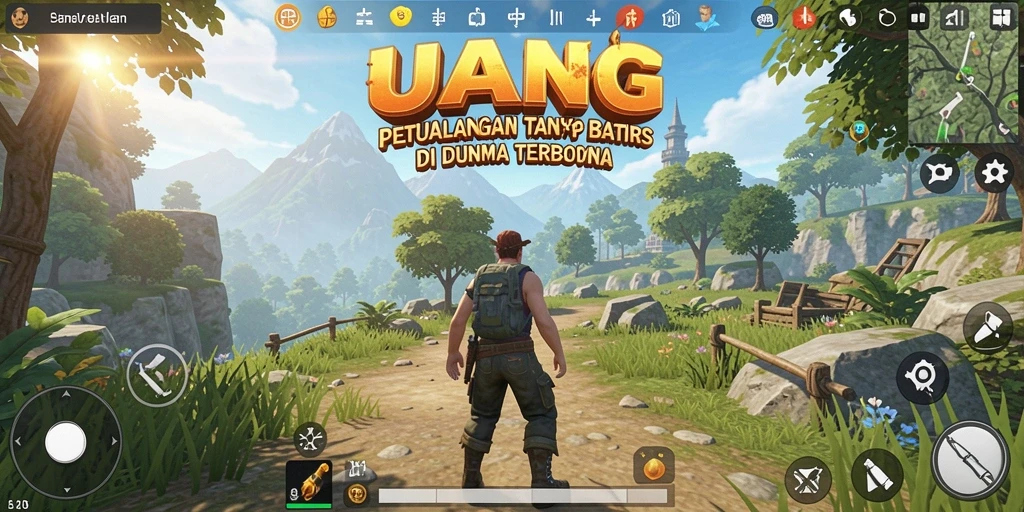 Tampilan gameplay UANG yang menakjubkan di dunia terbuka.